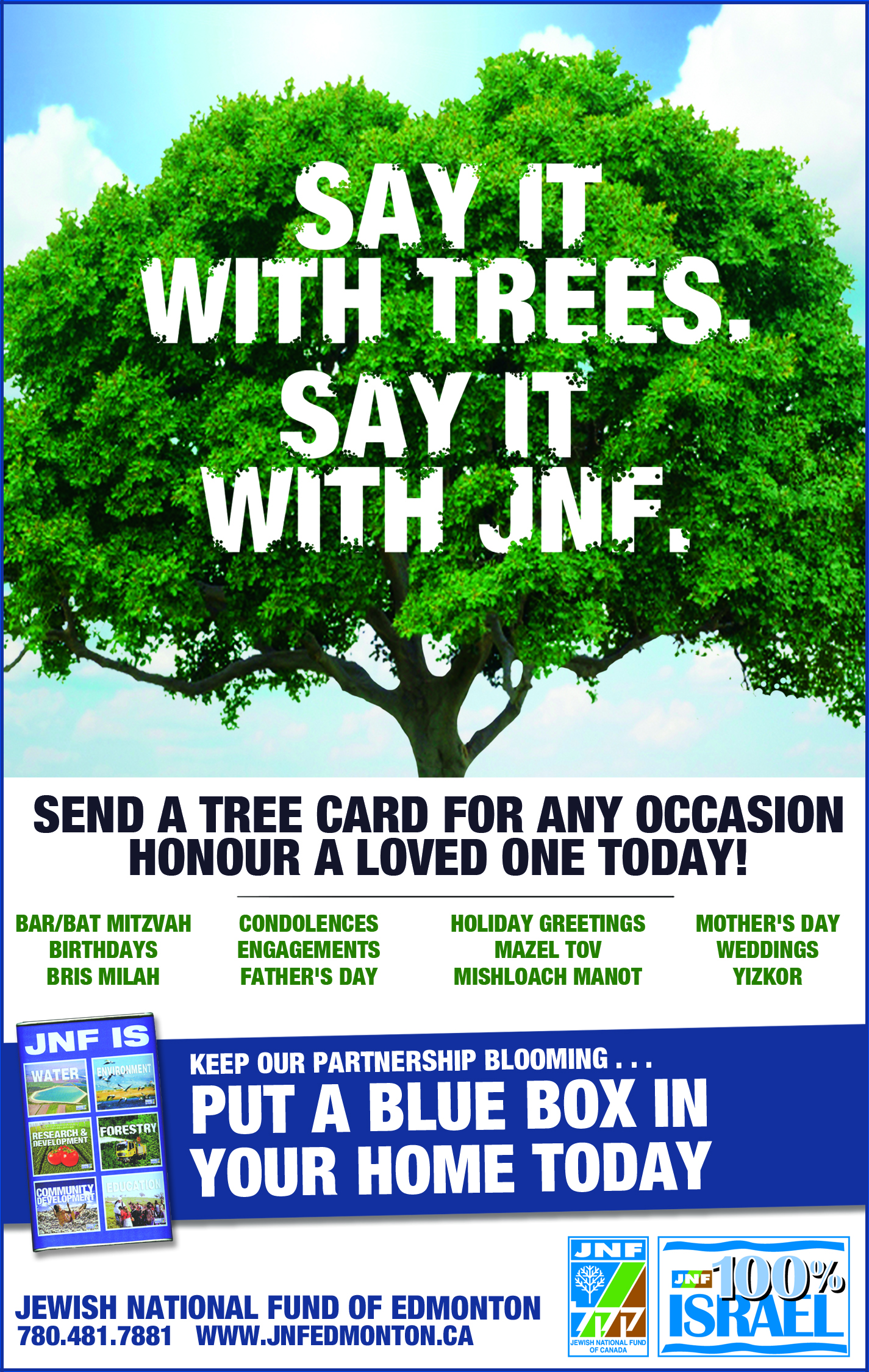 JNF Say it with Trees ad Alberta Jewish News